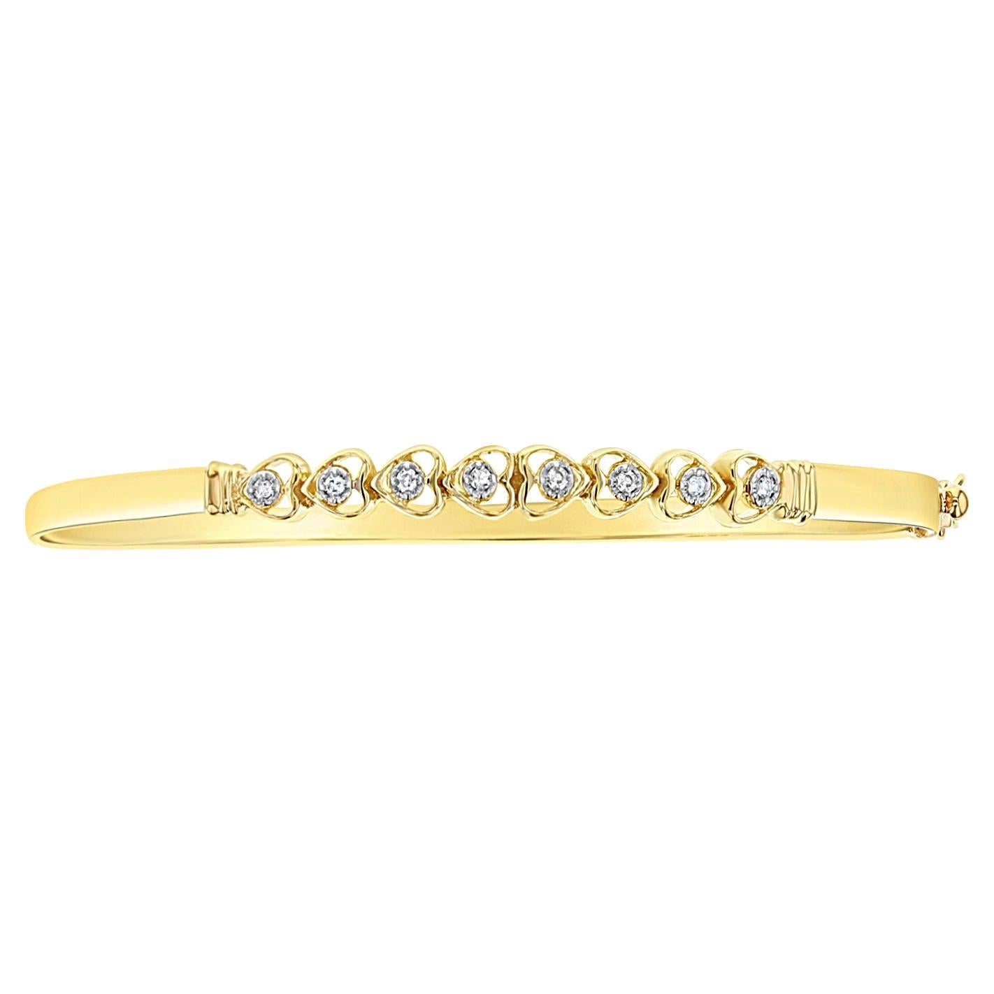 Brazalete de diamantes en forma de corazón Oro amarillo 14k en venta