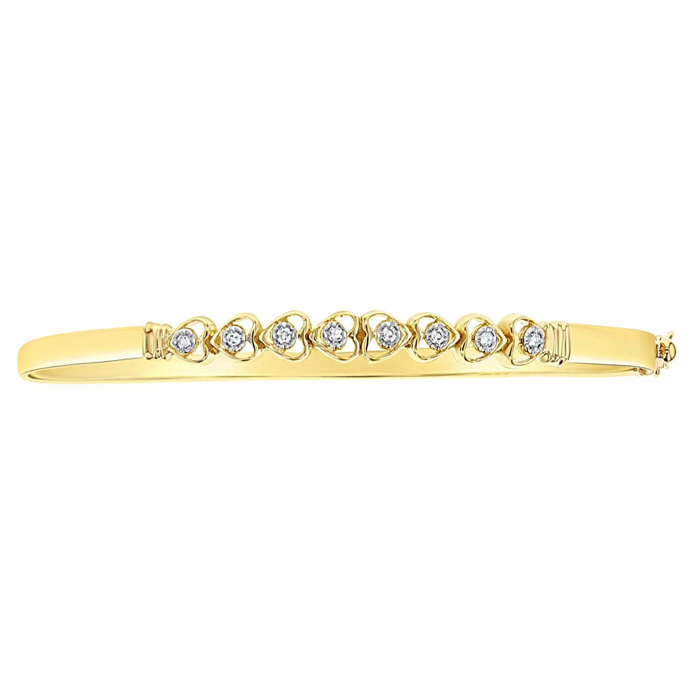 Herzförmiger Diamant-Armreif 14k Gelbgold im Angebot