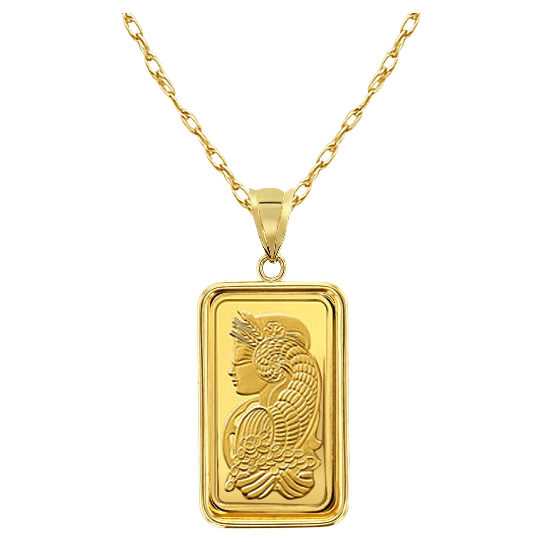 5 Gram Credit Suisse Gold Bar with Polished Bezel Necklace