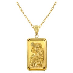 5 Gram Credit Suisse Gold Bar with Polished Bezel Necklace