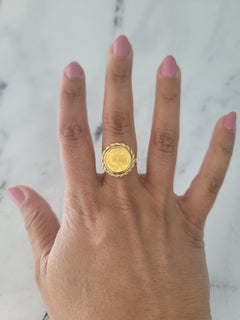 Panda 1/20OZ Fine Gold Panda Rope Coin Ring 14k Yellow Gold
