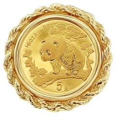 Panda 1/20OZ Fine Gold Panda Rope Coin Ring 14k Yellow Gold