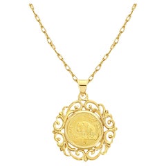 1997 Panda Coin 1/20OZ Gold Necklace with 14k Yellow Gold Bezel