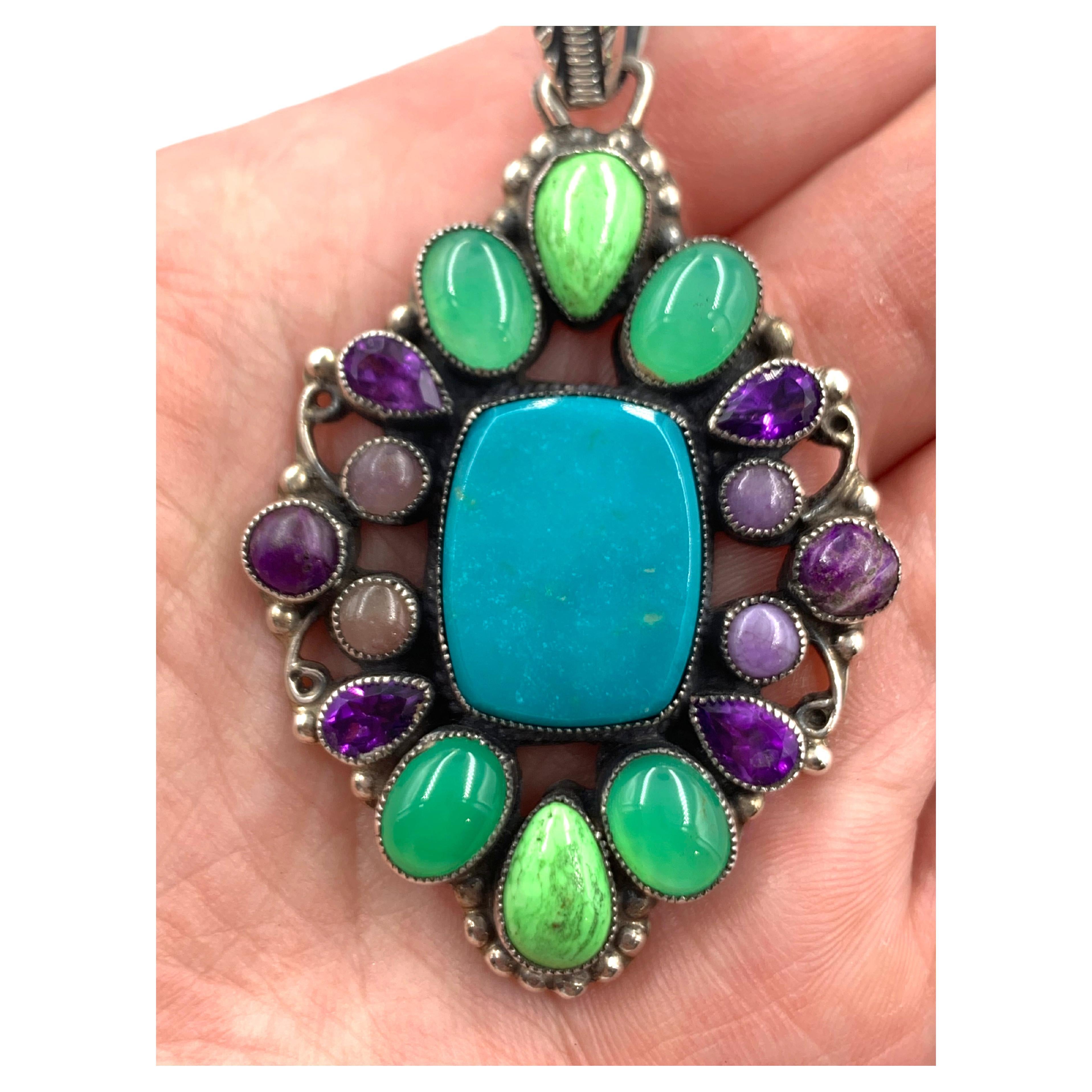 Colgante de plata con varias piedras de Leo Feeney en venta
