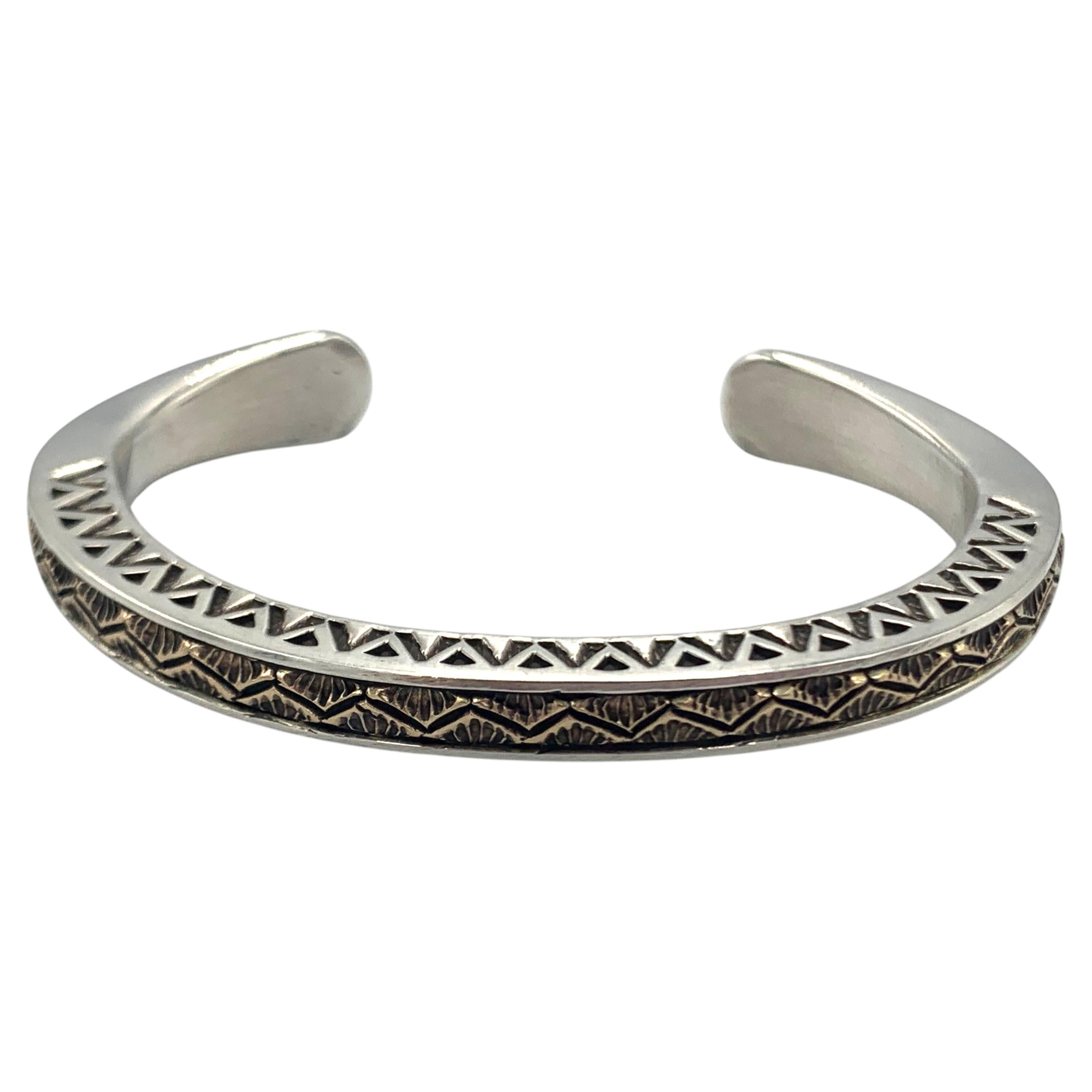Sterling Silver and 14K Gold Bracelet by Lyle Secatero (J1696)
