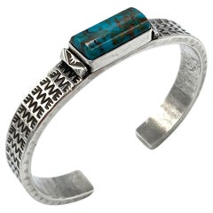 Armband aus schwerem Sterlingsilber mit Kingman-Türkis von Aldrich