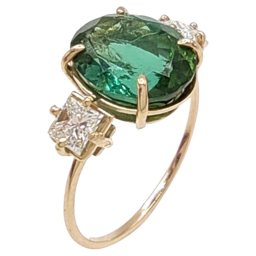 Gemstone 14kt solid Gold Ring Tourmaline   Diamonds Cocktail ring gift  for her  For Sale