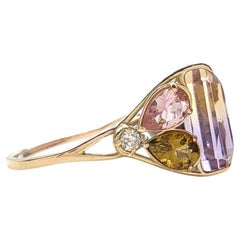 IGE Certified 11.61 Ametrine  Diamonds  Tourmalines  Women's Rings Cocktail Ring
