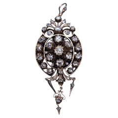 Victorian Large Scale Rose Cut Diamond Brooch Pendant Stomacher