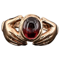 Anillo vintage inglés Fede Granate oro de 9 KT