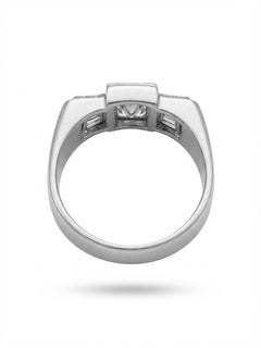 Art Deco .75 Ct. Diamond Three Stone Gent 18 KT Italian Ring