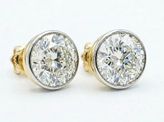 Art Deco 4.00 Carats Old European Diamond Solitaire Stud Earrings