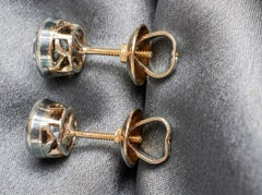 Art Deco 4.00 Carats Old European Diamond Solitaire Stud Earrings