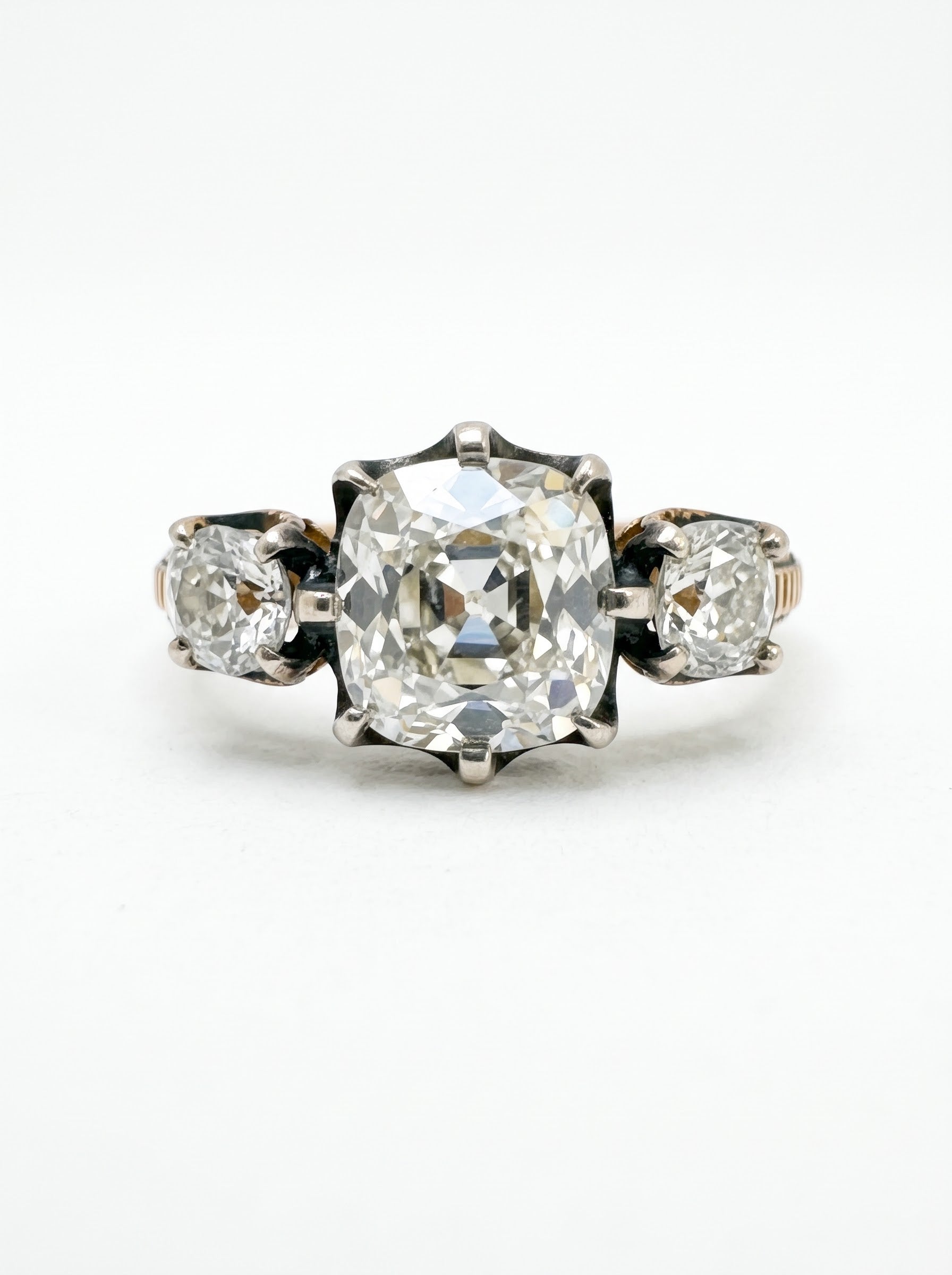 Victorian 1.52 Ct Plus Three Stone Old Mine Engagement ring For Sale at ...