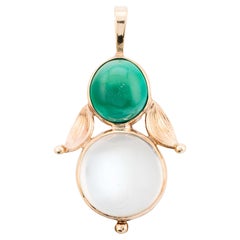 Ciondolo a forma di angelo in pietra lunare e turchese Macefield Modernist in oro giallo 14 carati