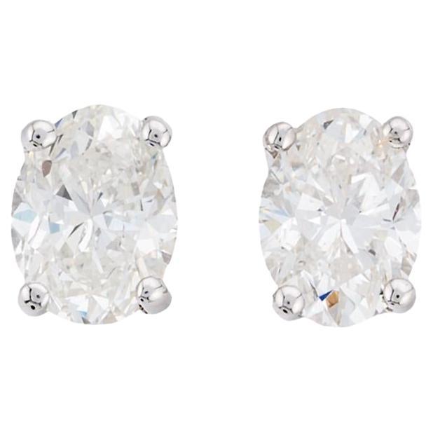 Ovale 1,00Ctw Diamant-Ohrstecker aus 14 Karat Weißgold