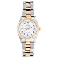 Rolex 34MM Oyster Perpetual Date 18 Karat Gold & Edelstahl mit weißem Zifferblatt