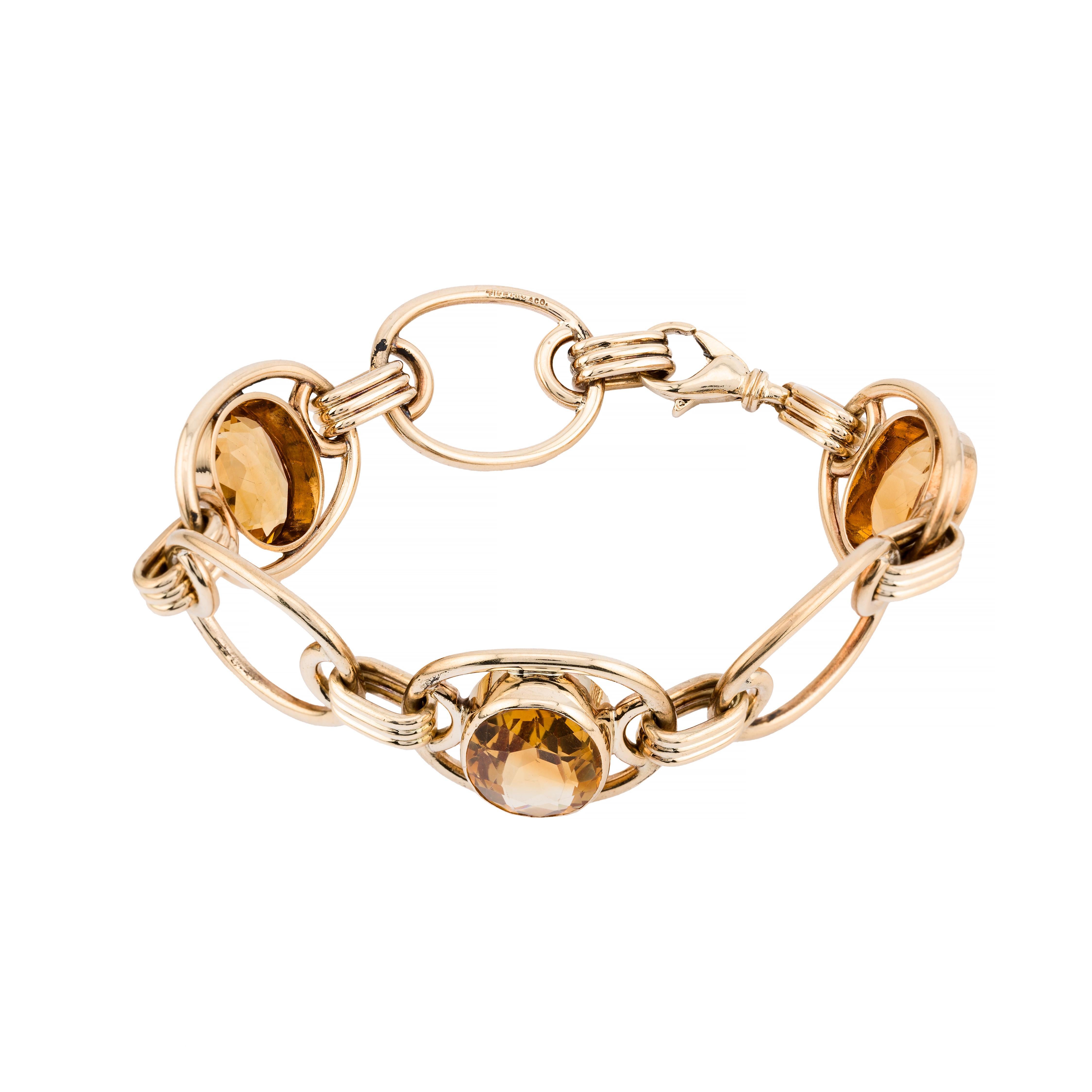 Tiffany & Company Pulsera retro citrino de mediados de siglo en oro amarillo de 14 quilates Retro en venta