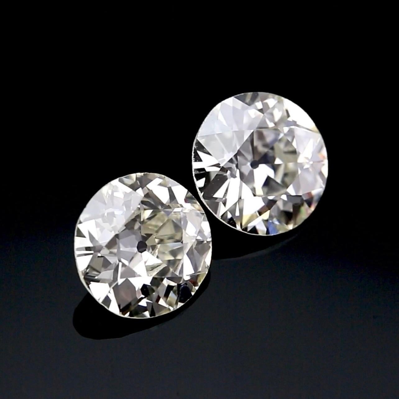 Old European Cut Diamonds , 6.58 Carats Total, GIA Cert - Rare Matching Pair For Sale 2