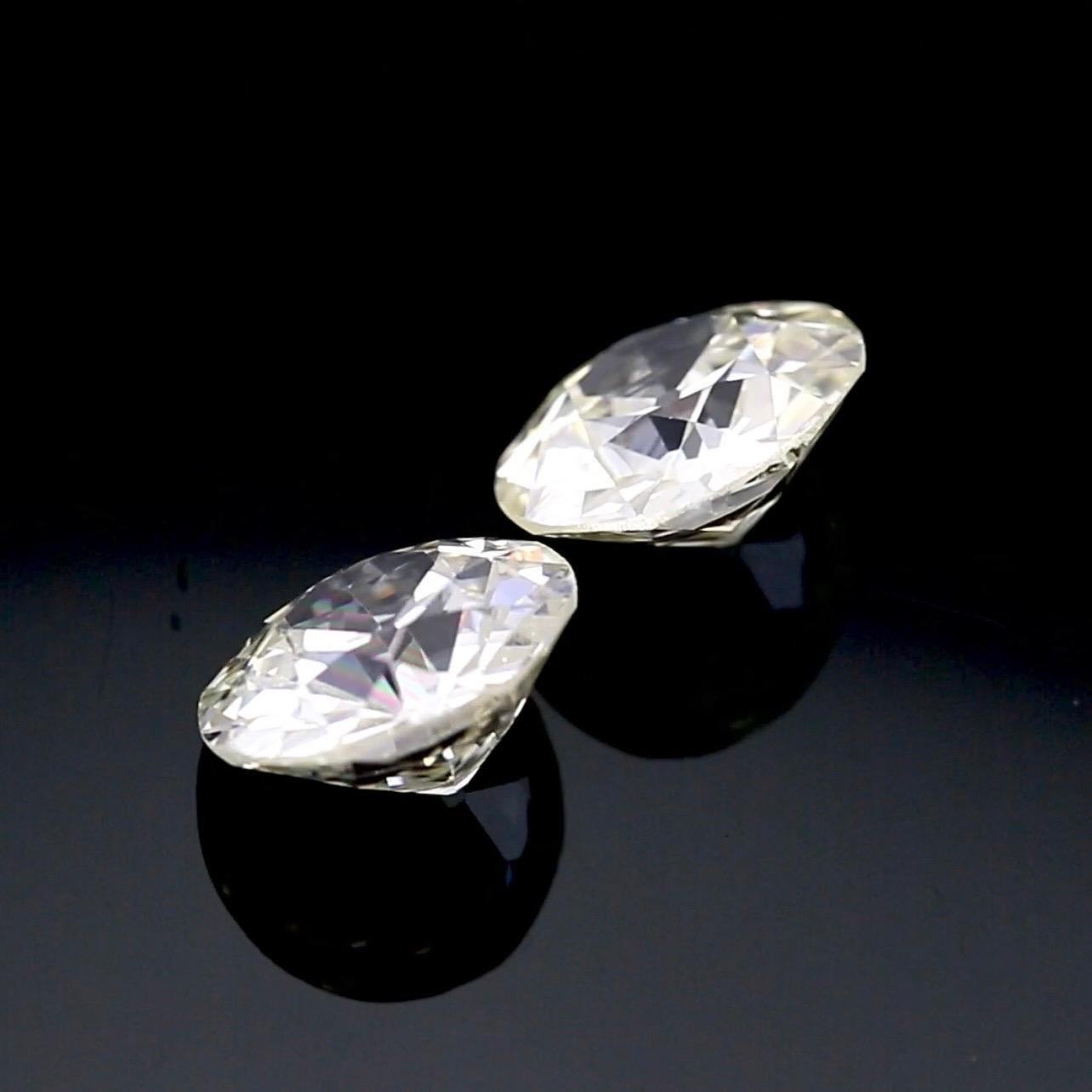 Old European Cut Diamonds , 6.58 Carats Total, GIA Cert - Rare Matching Pair For Sale 4