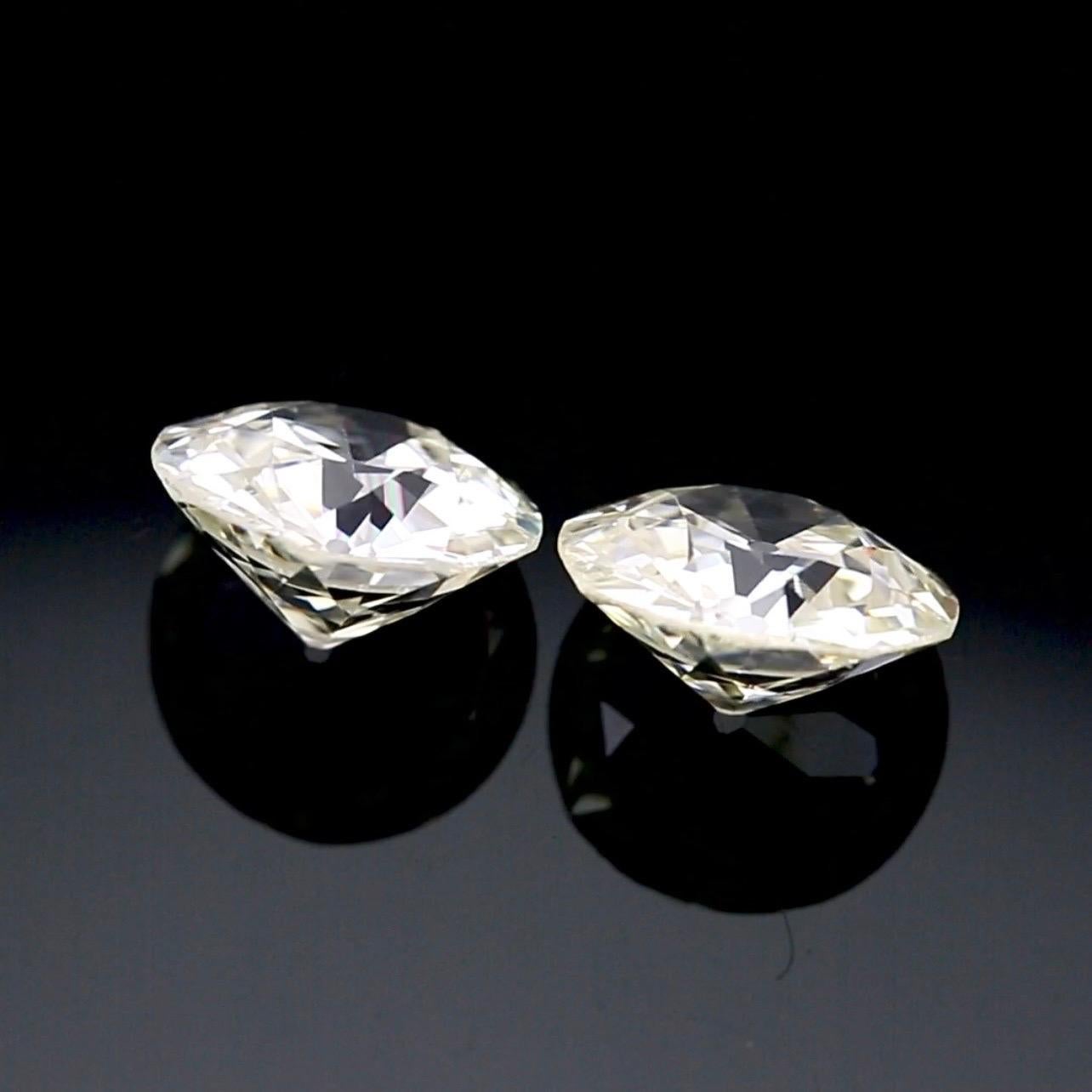 Old European Cut Diamonds , 6.58 Carats Total, GIA Cert - Rare Matching Pair For Sale 5