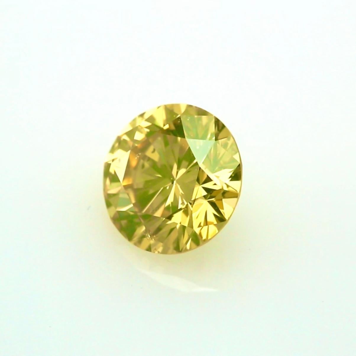Diamant rond brillant de 2,22 carats de couleur vert-jaune intense - certifié GIA en vente 1