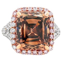 Antique France Cut Diamond Ring GIA Certified 10.02Ct Fancy Dark Orangy Brown