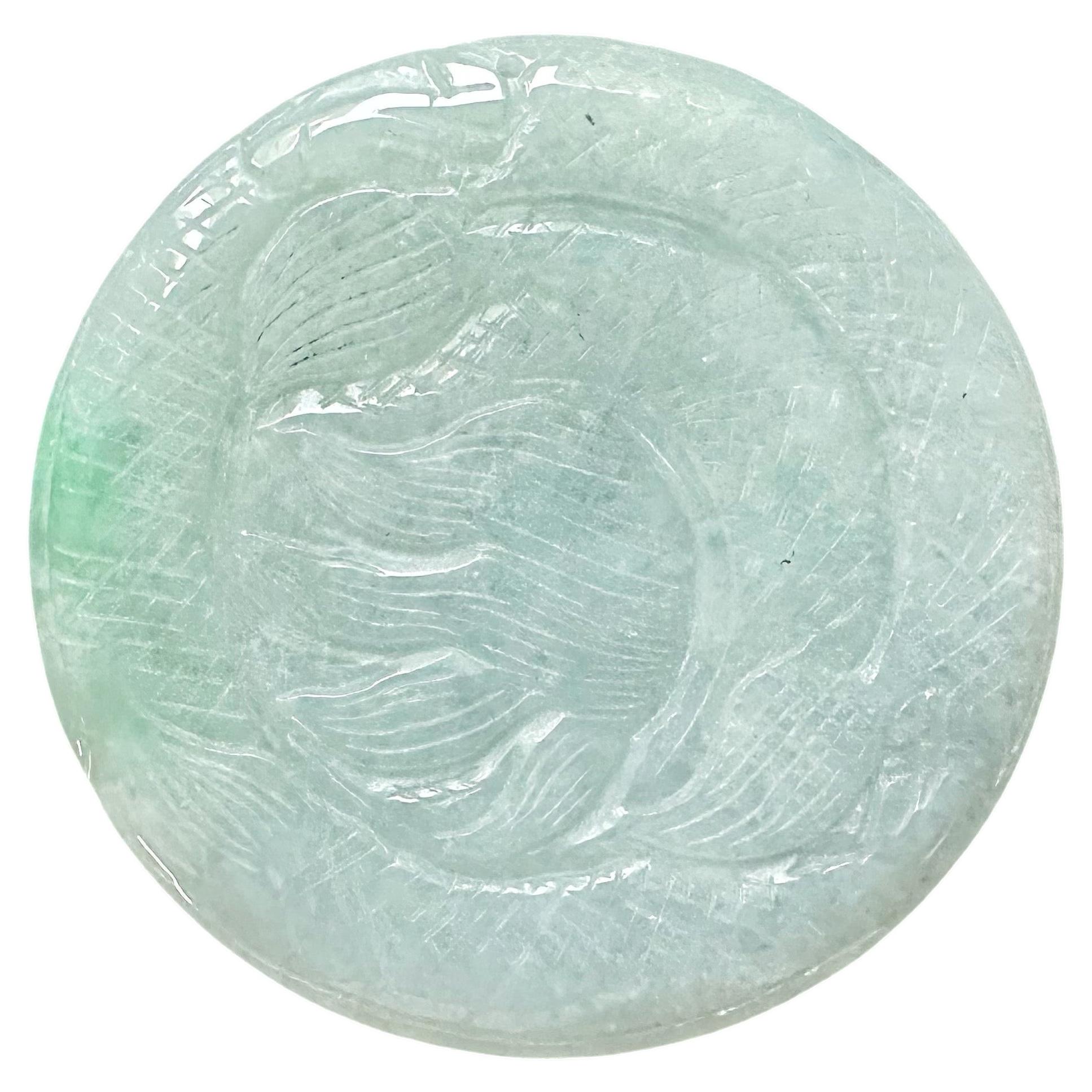 Natürliche Myanmar Hand geschnitzt Drache Jade lose Stein im Angebot
