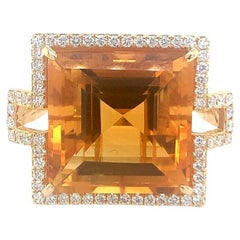 Natural 16.45 Carat Citrine and diamond ring