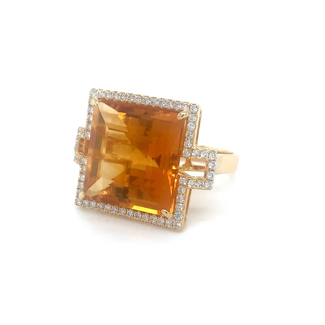 Women's Natural 16.45 Carat Citrine and diamond ring For Sale