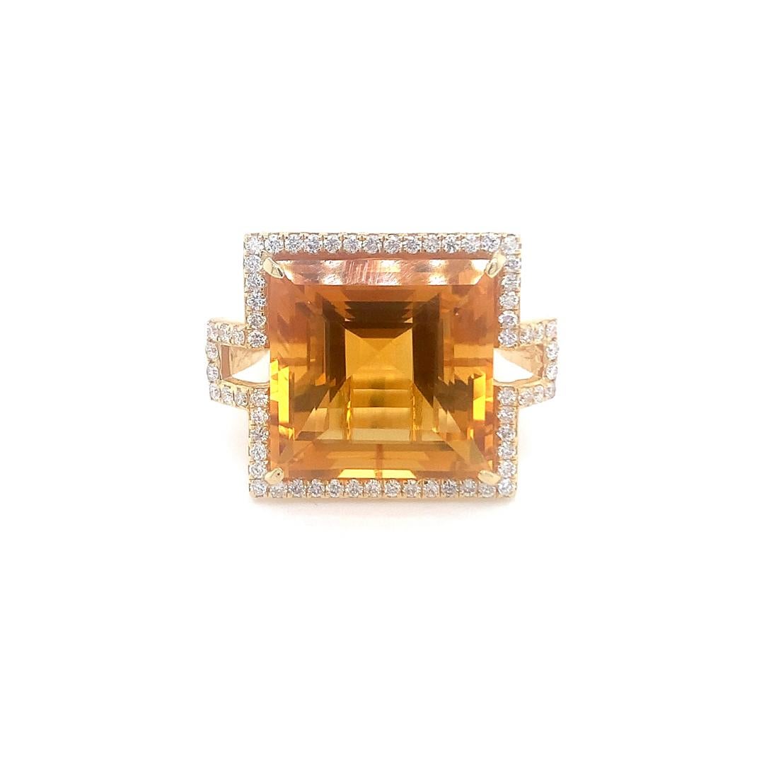 Natural 16.45 Carat Citrine and diamond ring For Sale 1