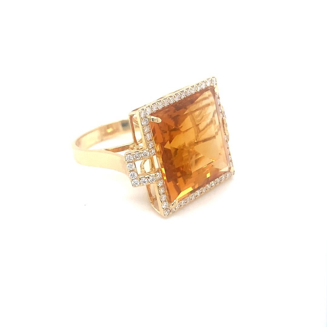 Natural 16.45 Carat Citrine and diamond ring For Sale 2