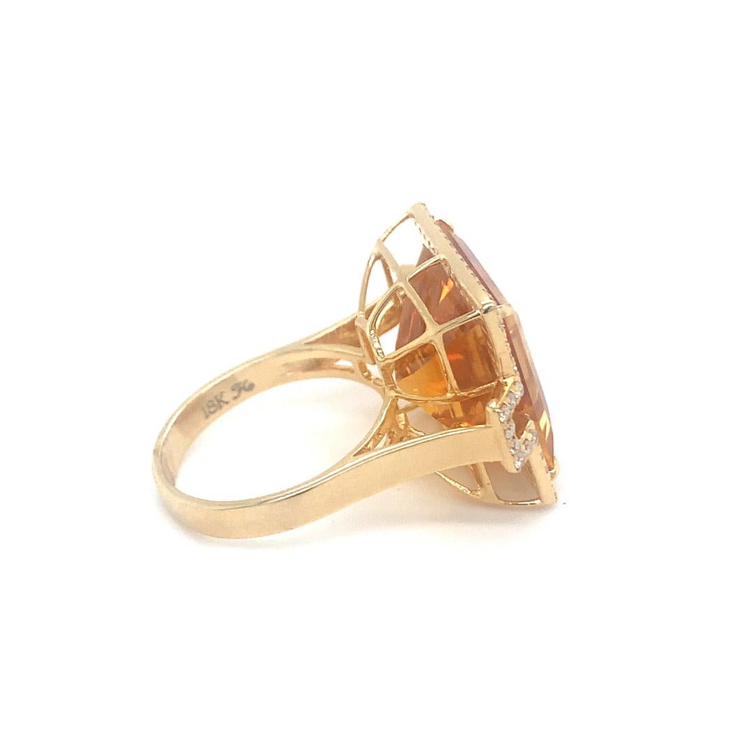 Natural 16.45 Carat Citrine and diamond ring For Sale 3