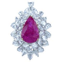 Pendentif à 2 façons, certifié IGI, avec rubis et diamants de 6,72 carats