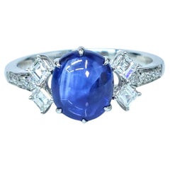 IGI Certified 2.02 Carat Blue Sapphire & Diamond Ring in 18K White Gold