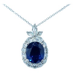 IGI Certified 1.92ct Sri Lankan Sapphire and Diamond Pendant in 18K White Gold