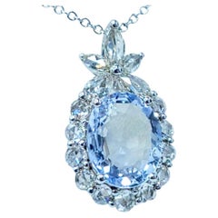 IGI Certified 1.72 Carat No Heat Sapphire and Diamond Pendant in 18K White Gold