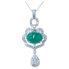 IGI-zertifizierter 4,48 Karat kolumbianischer Smaragd und Diamant-Anhänger aus 18K Weißgold