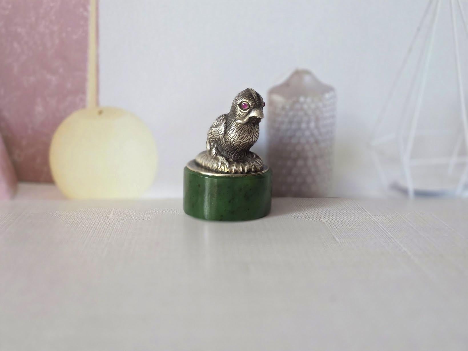Russian Imperial Silver Bird Figurine, 6th Artel For Sale 1