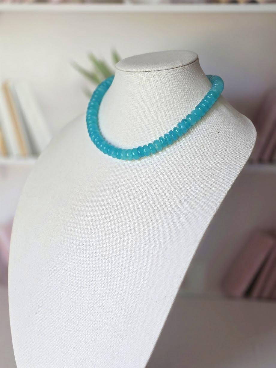 Collier de Rondelles d'Amazonite du Mozambique avec fermoir en Amazonite Pour femmes en vente
