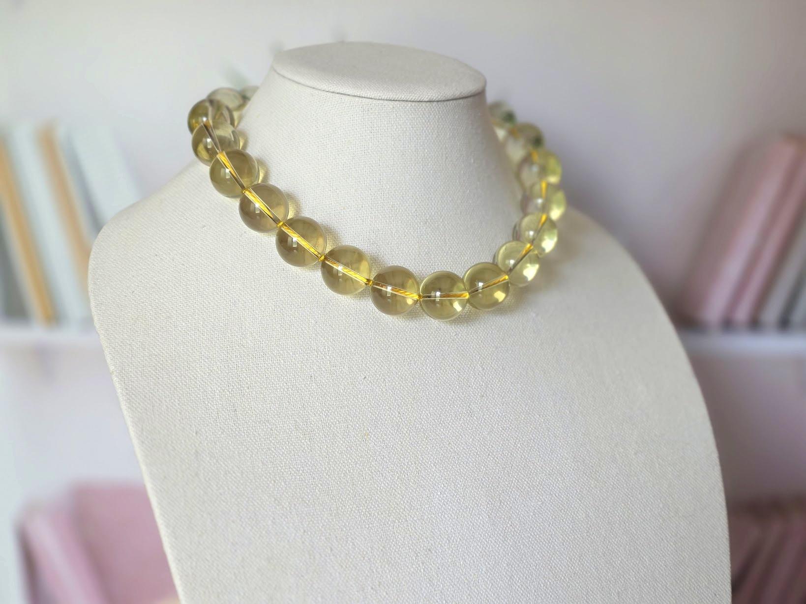 Collier de perles nouées en quartz citron Pour femmes en vente