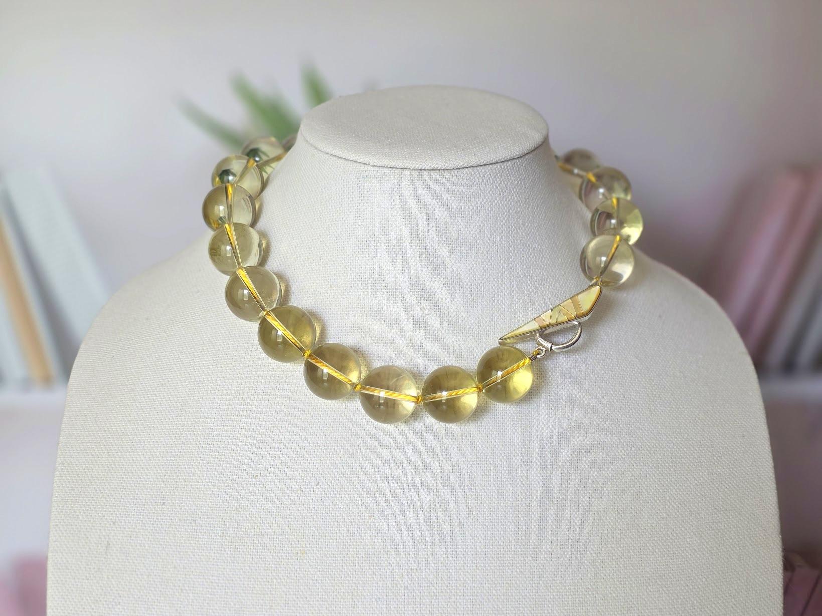 Collier de perles nouées en quartz citron en vente 1