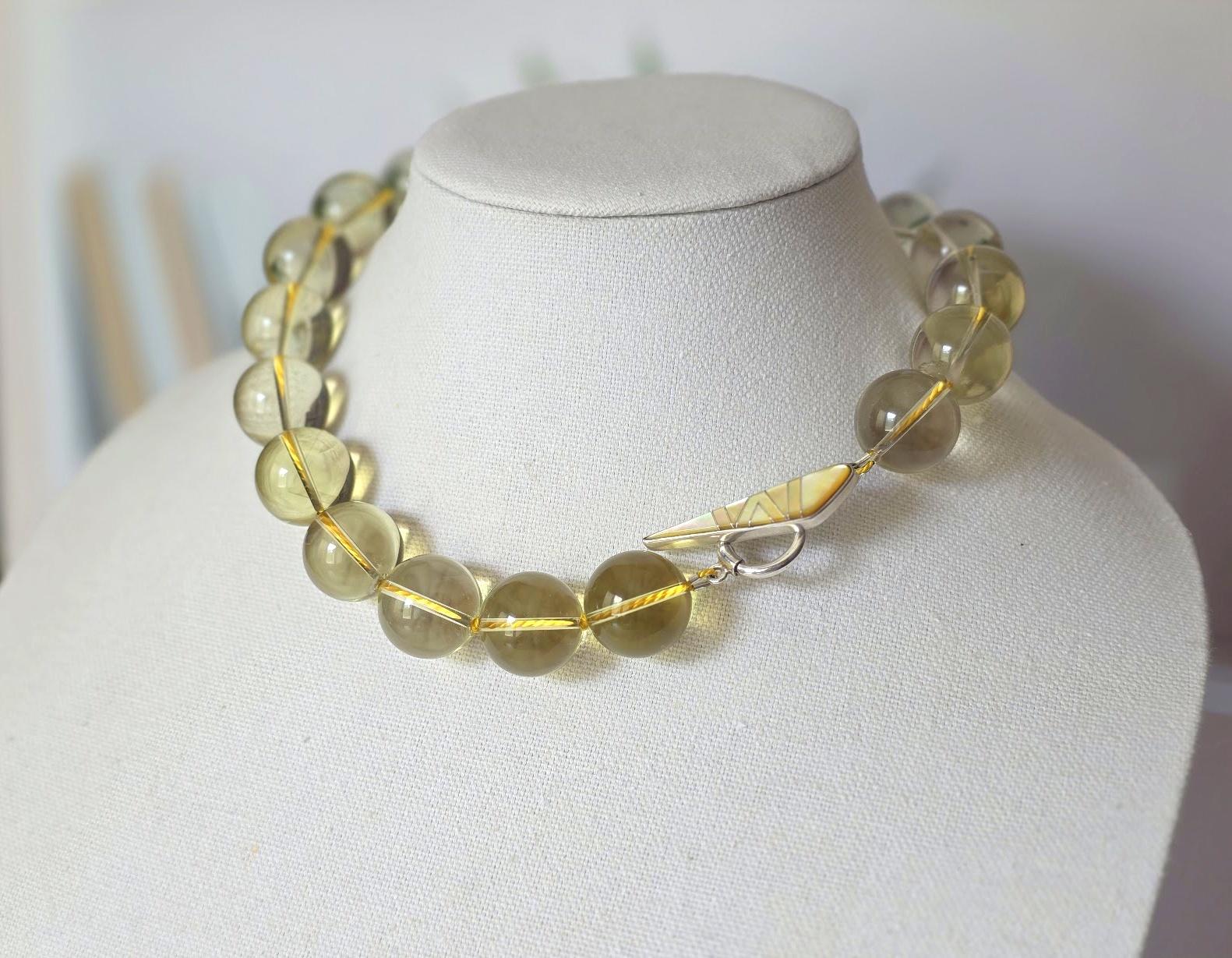 Collier de perles nouées en quartz citron en vente 2