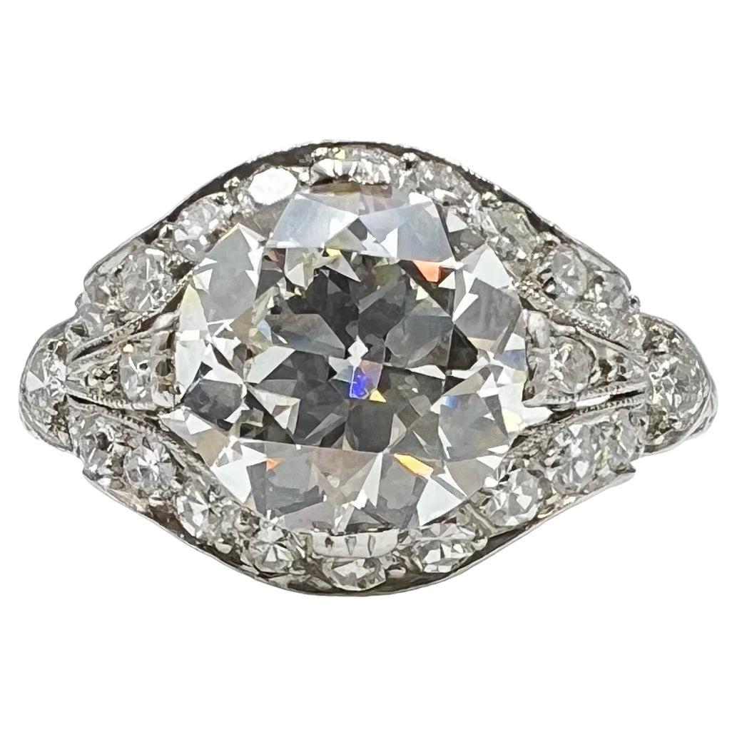 Platinum and diamond antique ladies' ring For Sale