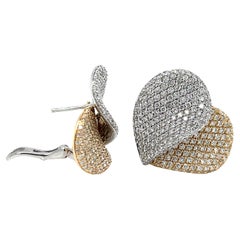 Giorgio Visconti 18K two tone Gold Pave Diamond Heart earrings & Earrings 3.70ct