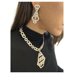 Art Deco Geometric Elegant Set 136 grams 18Kt Gold with Diamonds 21.48 cts