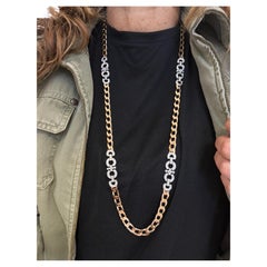 Collier long 33 pouces 147,00 grammes or rose et blanc 18 carats avec diamants 5,30 carats