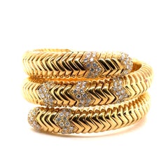 Spiga Diamond 18k Yellow Gold 3 Row Bracelet 167.00 grs 104 diamonds 3.90ct