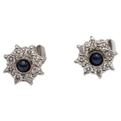 Vintage White gold earrings with sapphires and diamonds