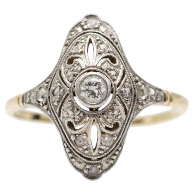 Art Deco Gold Ring With Diamonds, Western Europe, Circa 1930s.
